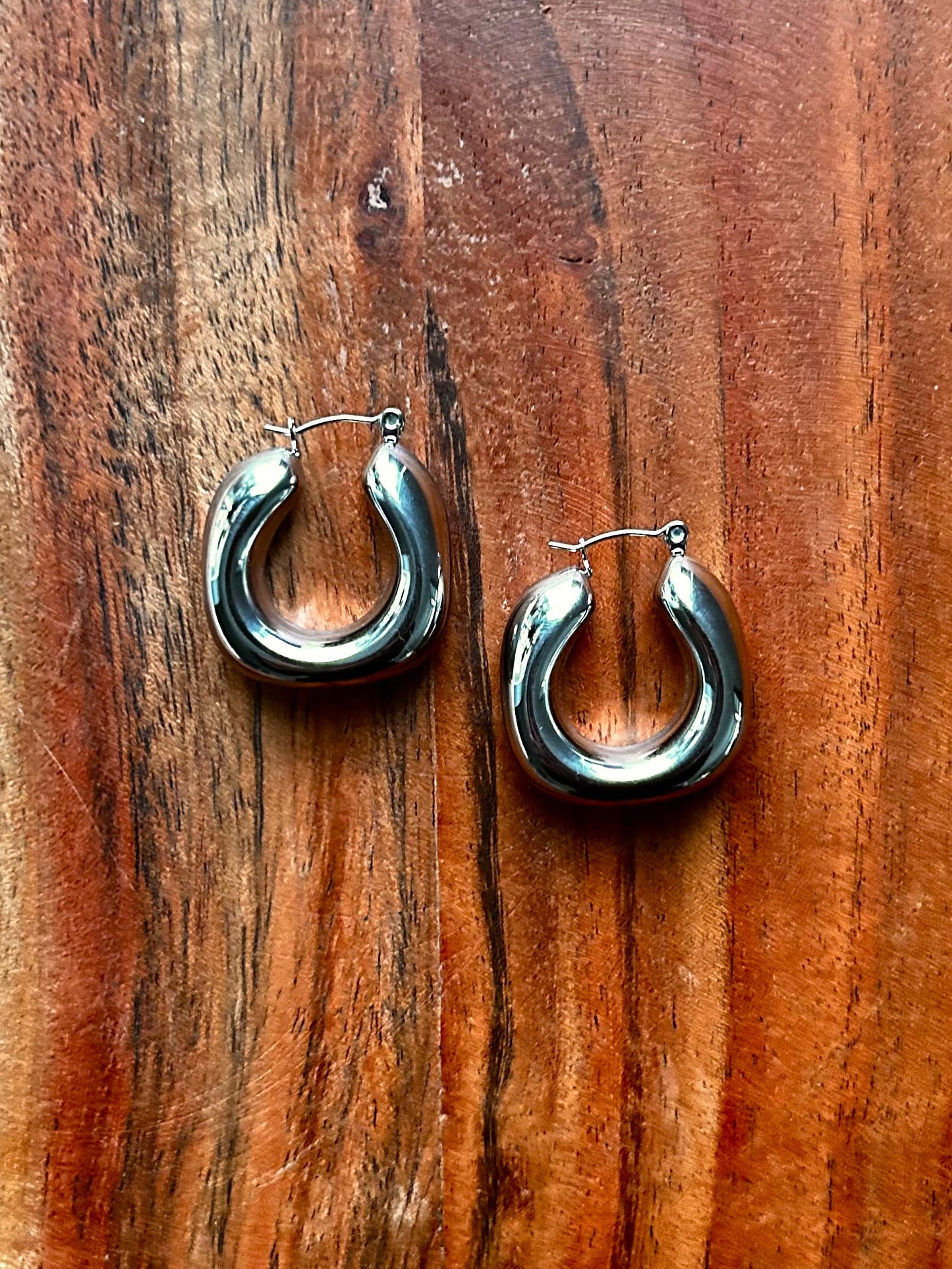 Chunky Chrome Hoop Earring