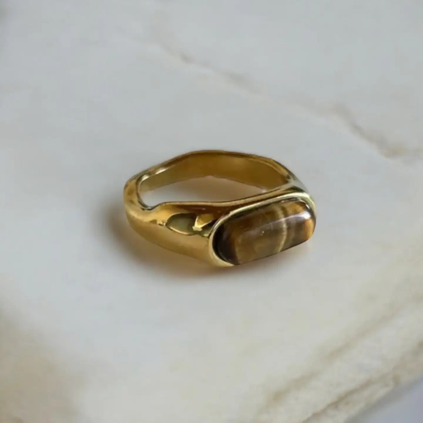 Irregular Tiger Eye Ring