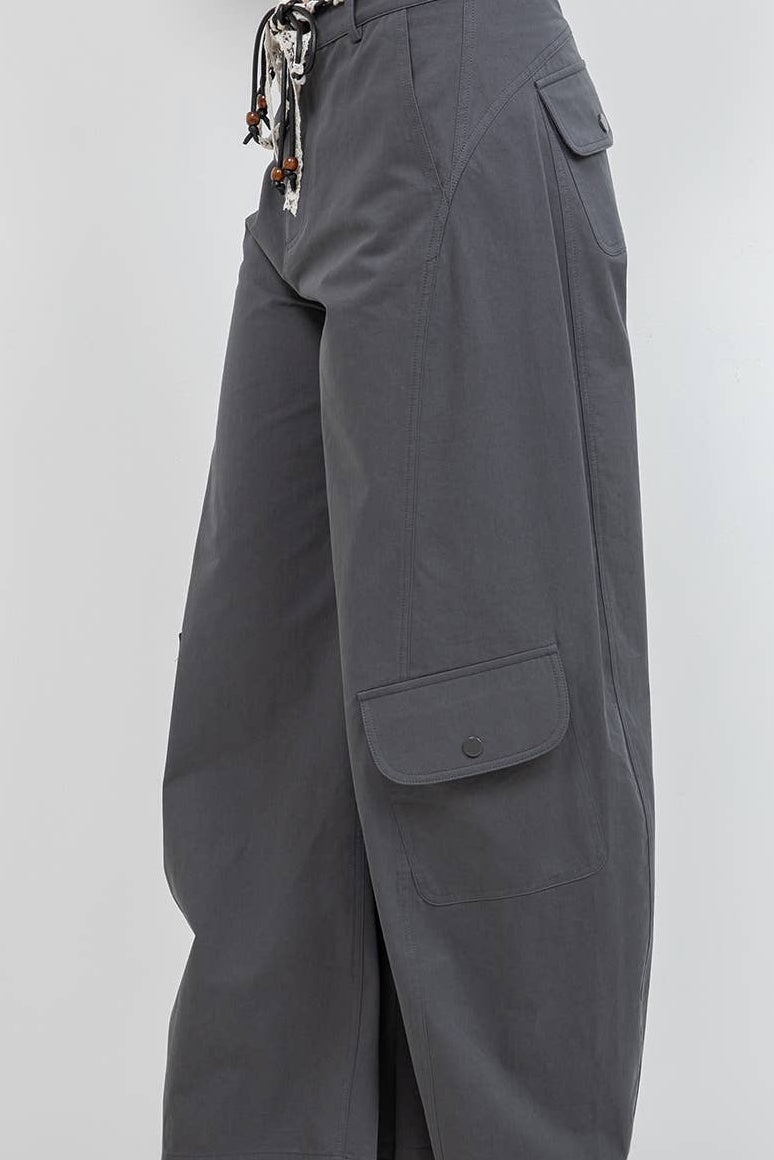 Barrel Leg Trousers With Lace Belt