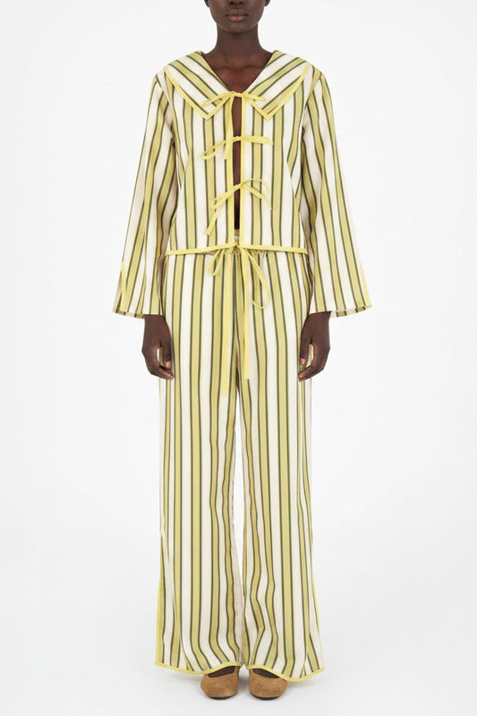 Green/Yellow Striped Pyjama Inspired Pant Set