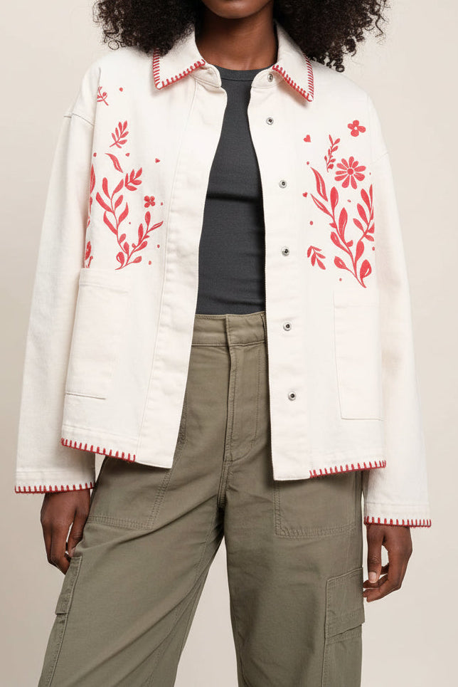 Cotton Embroidered Floral Jacket