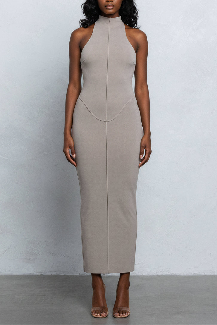 Jersey Mock Neck Maxi Dress