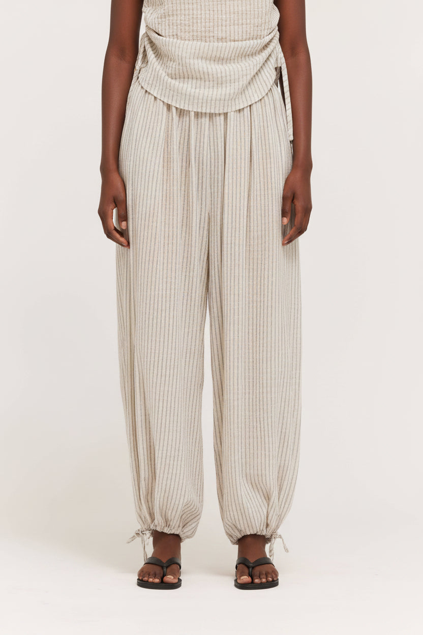 sheer cotton striped balloon pants